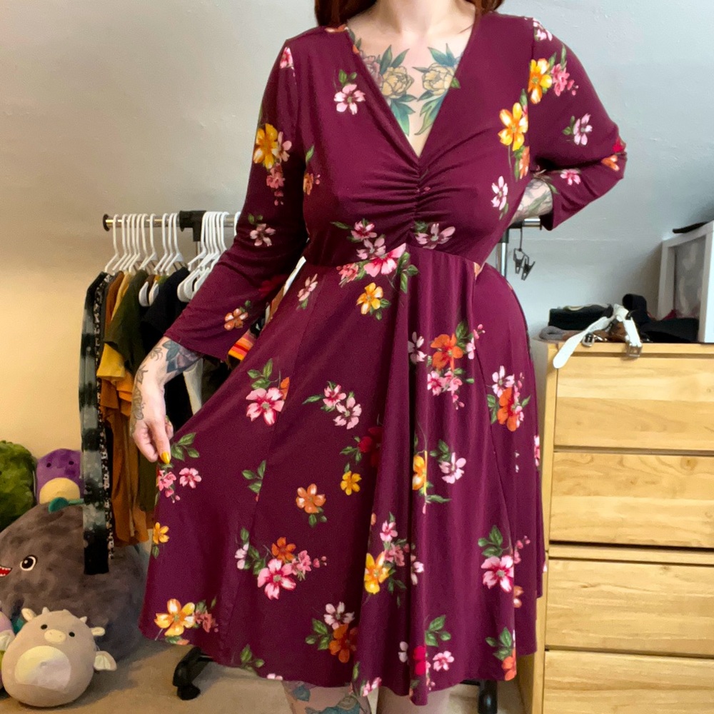 Torrid Long Sleeve Floral Dress